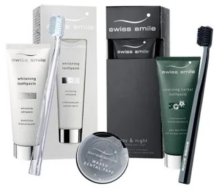 swiss smile swiss smile Day & Night Whitening And Repair zestaw 75ml Whitening Toothpaste + 75ml Vitalizing Herbal Toothpaste + 2pcs Toothbrushes + Waxed Dental U - Pasty do zębów swiss smile swiss smile Day & Night Whitening And Repair zestaw 75ml Whitening Toothpaste + 75ml Vitalizing Herbal Toothpaste + 2pcs Toothbrushes + Waxed Dental U - Pasty do zębów - miniaturka - grafika 1