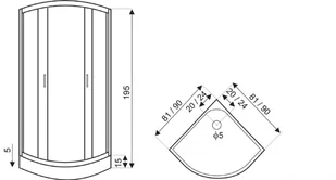 Novoterm Kabina półokrągła 80x80 Xenia czarna z brodzikiem XENIA80.CZARNA.Z/B - Kabiny prysznicowe - miniaturka - grafika 5