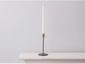 Świeczniki - Świecznik metalowy czarny ze złotym wykończeniem 8 x 18 cm - miniaturka - grafika 1