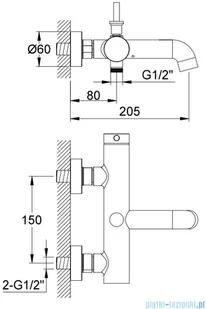 Kohlman Axel Gold bateria wannowa bez zestawu prysznicowego złoty połysk QW110AGD | - Baterie wannowe i prysznicowe - miniaturka - grafika 2
