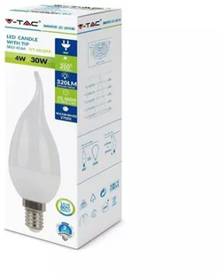 V-TAC Żarówka LED 4W E14 Świeczka Płomyk VT-1818TP 6400K 350lm - Żarówki LED - miniaturka - grafika 2