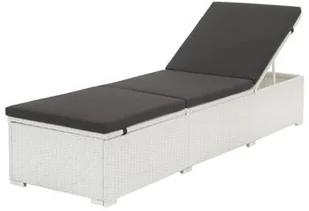 vidaXL Leżak ogrodowy z polirattanu, 195 x 60 x 31 cm, biało-czarny - Leżaki ogrodowe - miniaturka - grafika 2