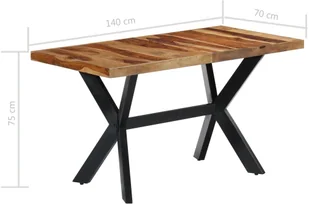vidaXL Stół jadalniany, 140 x 70 x 75 cm, lite drewno sheesham - Stoły - miniaturka - grafika 7