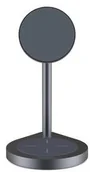 Stacje dokujące do telefonów - CubeNest Bezprzewodowa ładowarka 2v1 Magnetic Wireless S210 Szara - miniaturka - grafika 1