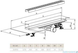 Radaway Slim Basic odpływ liniowy 95x6cm 5L095S/5R095SB | - Odpływy liniowe - miniaturka - grafika 2