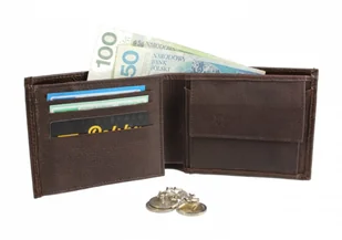 PolskaGalanteria.pl Portfel Męski Skórzany PolskaGalanteria Skóra Cielęca Jedno Skrzydełko Czekoladowy - Portfele - miniaturka - grafika 4