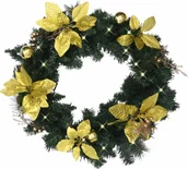 Ozdoby bożonarodzeniowe - vidaXL Wianek świąteczny z lampkami LED zielony 60 cm PVC 320974 - miniaturka - grafika 1