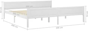 vidaXL Lumarko Rama łóżka z litego drewna sosnowego, biała, 200 x 200 cm 322109 - Łóżka - miniaturka - grafika 6