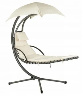ModernHome Fotel ogrodowy, hamak, leżak, leżanka ogrodowa z daszkiem, beżowy - Fotele ogrodowe wiszące - miniaturka - grafika 2