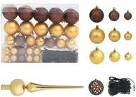 Bombki - vidaXL vidaXL 61-cz. zestaw bombek na choinkę ze szpicem 150 LED złoto i brąz - miniaturka - grafika 1