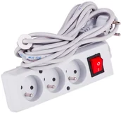 Przedłużacze i rozgałęźniki - Düwi Przedłużacz 3 x 2P + Z z wyłącznikiem 5 m biały - miniaturka - grafika 1