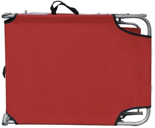 vidaXL Składany leżak z zadaszeniem, czerwony, aluminium - Leżaki ogrodowe - miniaturka - grafika 4