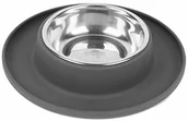 Miski dla psów - Dehner Clean Bowl miska dla psów i kotów 350 ml,  24 cm, wysokość 4 cm, stal nierdzewna/silikon, ciemnoszara - miniaturka - grafika 1