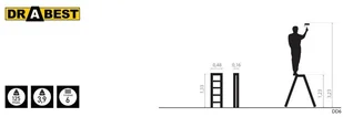Drabina aluminiowa, dwustronna, 6 stopni wytrzymałość: 125-150 kg (wytrzymałość 125 kg) - Drabiny - miniaturka - grafika 6
