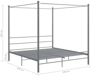 vidaXL Lumarko Rama łóżka z baldachimem, szara, metalowa, 180 x 200 cm 325068 - Łóżka - miniaturka - grafika 6