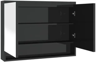 vidaXL vidaXL Szafka łazienkowa z lustrem 80x15x60 cm MDF czerń z połyskiem 8720286391570 - Szafki łazienkowe - miniaturka - grafika 3