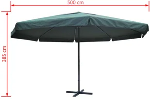 vidaXL vidaXL Parasol ogrodowy aluminiowy (500 cm) zielony - Parasole ogrodowe - miniaturka - grafika 6