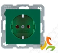 Gniazdka elektryczne - Hager BERKER B.KWADRAT Gniazdo z uziemieniem SCHUKO (samozaciski) zielony połysk 47438913 47438913/HAG - miniaturka - grafika 1