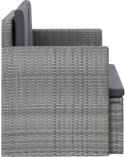 vidaXL 2-osobowa sofa ogrodowa z poduszkami, polirattan, szara - Ławki ogrodowe - miniaturka - grafika 3