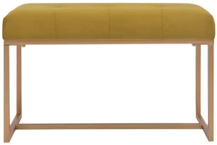 vidaXL Ławka, 80 cm, musztardowa, aksamitna vidaXL - Ławki do przedpokoju - miniaturka - grafika 2