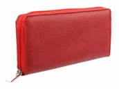 Portfele - PolskaGalanteria.pl Portfel Damski Skóra Naturalna POLSKAGALANTERIA Z Solidnym Suwakiem Piórnik CZERWONY KP D10-WST - miniaturka - grafika 1