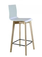 Taborety i hokery - Delta LUKA W Hoker biały laminat, drewniana rama - miniaturka - grafika 1