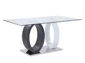 Stoły - Unique Vente Stół jadalniany AYANE 6-osobowy szkło hartowane i MDF szaro-biały - miniaturka - grafika 1