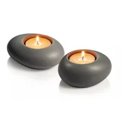 Świeczniki - Tescoma Fancy Home Stones 2 Szt 8 Cm Ciemnoszare Świeczniki Ceramiczne - miniaturka - grafika 1