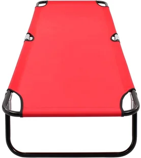 vidaXL Składany leżak, czerwony, stal - Leżaki ogrodowe - miniaturka - grafika 6