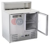 Szafy i witryny chłodnicze - Hendi Stół chłodniczy sałatkowy z nadstawą i blatem granitowym 2-drzwiowy 900x700x1070 h 236208 236208 - miniaturka - grafika 1