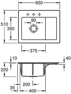 Villeroy & Boch Subway 45 Compact  FU Invory - ceramiczny 331201FU (Lewa) - Zlewozmywaki - miniaturka - grafika 3