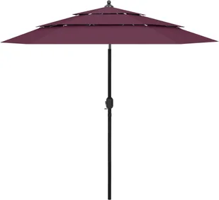 vidaXL 3-poziomowy parasol na aluminiowym słupku, bordowy, 2,5 m 313864 - Parasole ogrodowe - miniaturka - grafika 2