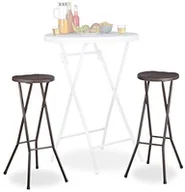 Fotele i krzesła ogrodowe - Relaxdays Składane  stołek barowy BASTIAN -częściowy zestaw, odporny na warunki atmosferyczne, wysokość 80 cm, krzesło barowe podwójne, tworzywo sztuczne, barem 10020763_93 - miniaturka - grafika 1