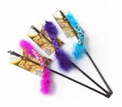 Zabawki dla kotów - Dingo Wędka Dla Kota Ogonek Z PIÓRKAMI-niebieska - miniaturka - grafika 1