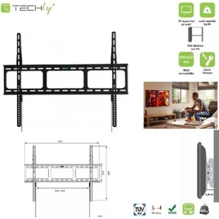 Techly Uchwyt ścienny LCD/LED 42-80cali slim czarny - Uchwyty do telewizora - miniaturka - grafika 2