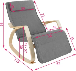 tectake Fotel bujany Onda - jasnoszary 403529 - Fotele - miniaturka - grafika 6