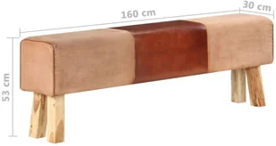 VidaXL Lumarko Kozioł gimnastyczny, 160 cm, brązowy, skóra i drewno mango 320608 VidaXL - Ławki do przedpokoju - miniaturka - grafika 7