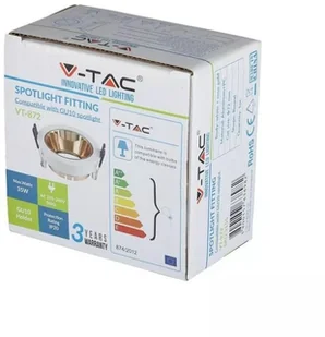 v-tac Oprawa Oczko V-TAC GU10 Wpuszczana Biały/Złoty Mosiądz Okrągła VT-872 - Oprawy, klosze i abażury - miniaturka - grafika 5