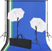 Inne akcesoria studyjne - vidaXL Zestaw studyjny  Sprzęt do studia fotograficznego tło 5 kolorów i 2 parasolki 190206 - miniaturka - grafika 1