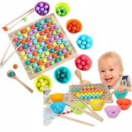 Układanki dla dzieci - Drewniana Układanka Mozaika Koraliki Kulki Montess - miniaturka - grafika 1