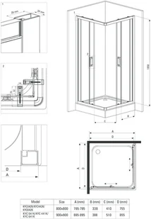 Deante Funkia 80 cm kabina kwadratowa DEA-2295-0 - Kabiny prysznicowe - miniaturka - grafika 5