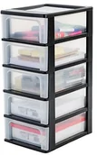 Kosmetyczki, organizery i kuferki - Iris Ohyama Iris Ohyama, Wieża do przechowywania, Organizer, 5 szuflady po 7 L, na dokumenty formatu A4, szuflady przezroczyste, biuro, pokój dzienny - Organizer Chest OCH-2005 - Czarny - miniaturka - grafika 1