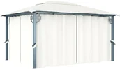 Altany ogrodowe - vidaXL Altana ogrodowa z zasłonami, 400 x 300 cm, kremowa - miniaturka - grafika 1