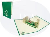 Pozostałe akcesoria dla plastyków - Lin Karta Pop Up 3d kartka urodzinowa bon upominkowy meczem piłki nożnej, zielonym (# 132) 132 - miniaturka - grafika 1
