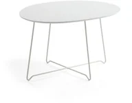 Ławy i stoliki kawowe - AJ Produkty Stolik kawowy IRIS, asymetryczny, 510 mm, biały, biały - miniaturka - grafika 1