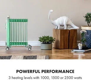 Klarstein Klarstein Thermaxx Retroheat, grzejnik olejowy, 2500 W, kółka, zielony HTR6-ThmxRetro25Grün - Ogrzewanie przenośne - miniaturka - grafika 2