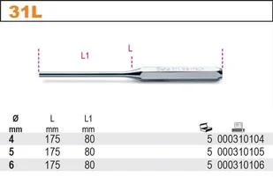 Beta WYBIJAK CYLINDRYCZNY DŁUGI 5MM 31L/5 - Dłuta - miniaturka - grafika 2