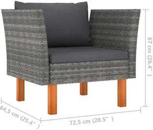 VidaXL Sofa ogrodowa, polirattan i lite drewno eukaliptusowe 315755 - Sofy ogrodowe - miniaturka - grafika 6