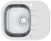 Zlewozmywaki - Alveus Wave Up 10 Zlewozmywak szklany jednokomorowy 62x50 cm biały/satyna 1123810 - miniaturka - grafika 1