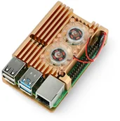 Akcesoria do komputerów jednopłytkowych - OEM Obudowa do Raspberry Pi 4B - aluminiowa z dwoma wentylatorami - złota DNG-16015 - miniaturka - grafika 1